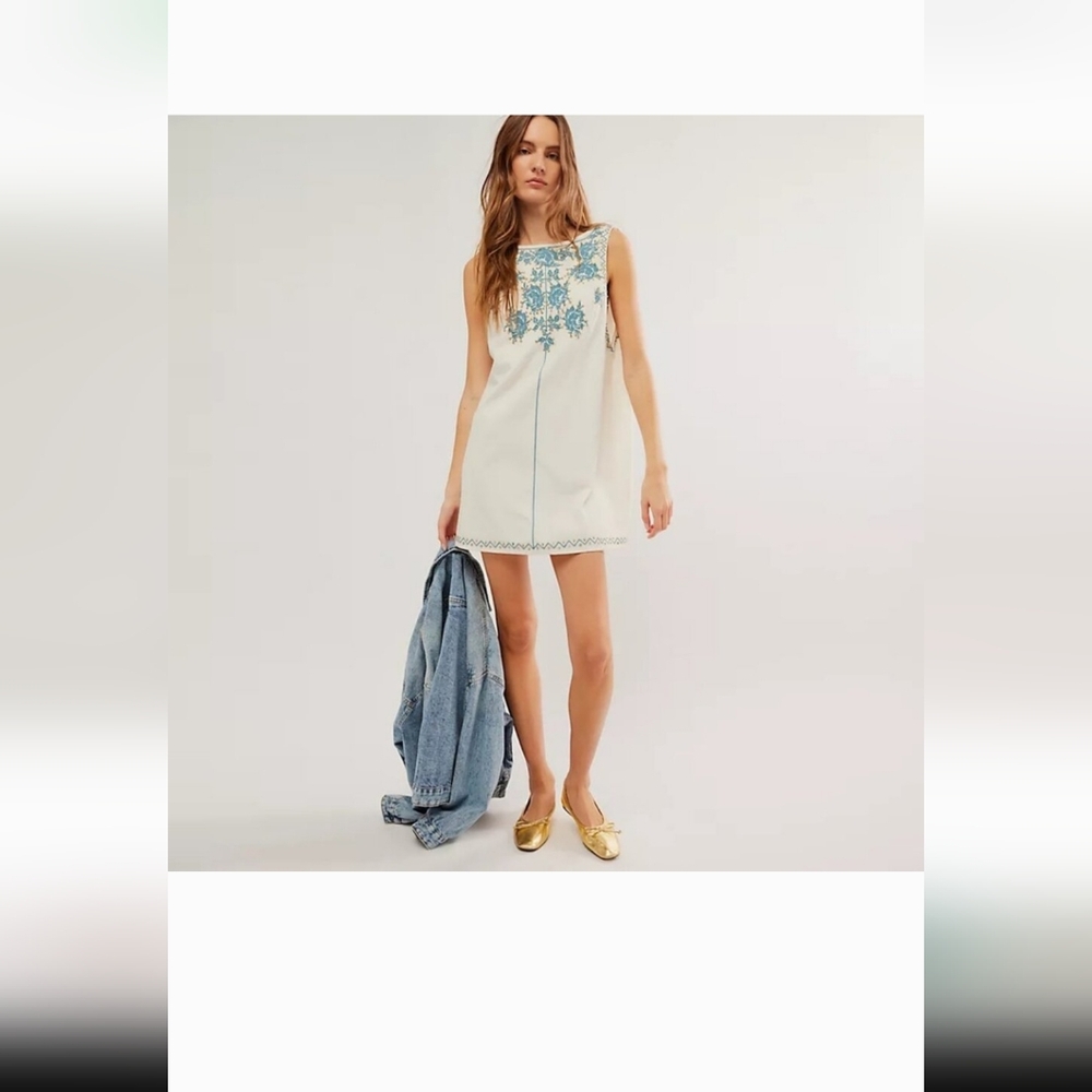 Free People Embroidered White Dress Size XS